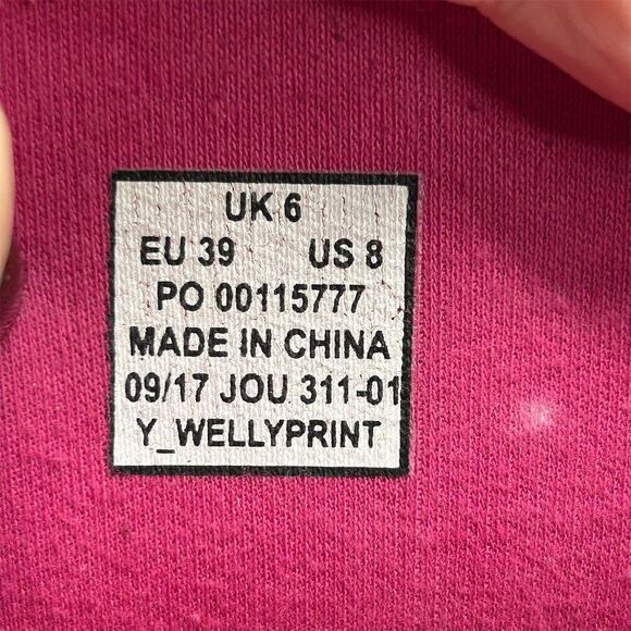 Joules Navy Blue Watercolor Floral Stripe Rain Boots Size 8 **small flaw** - Picture 14 of 16